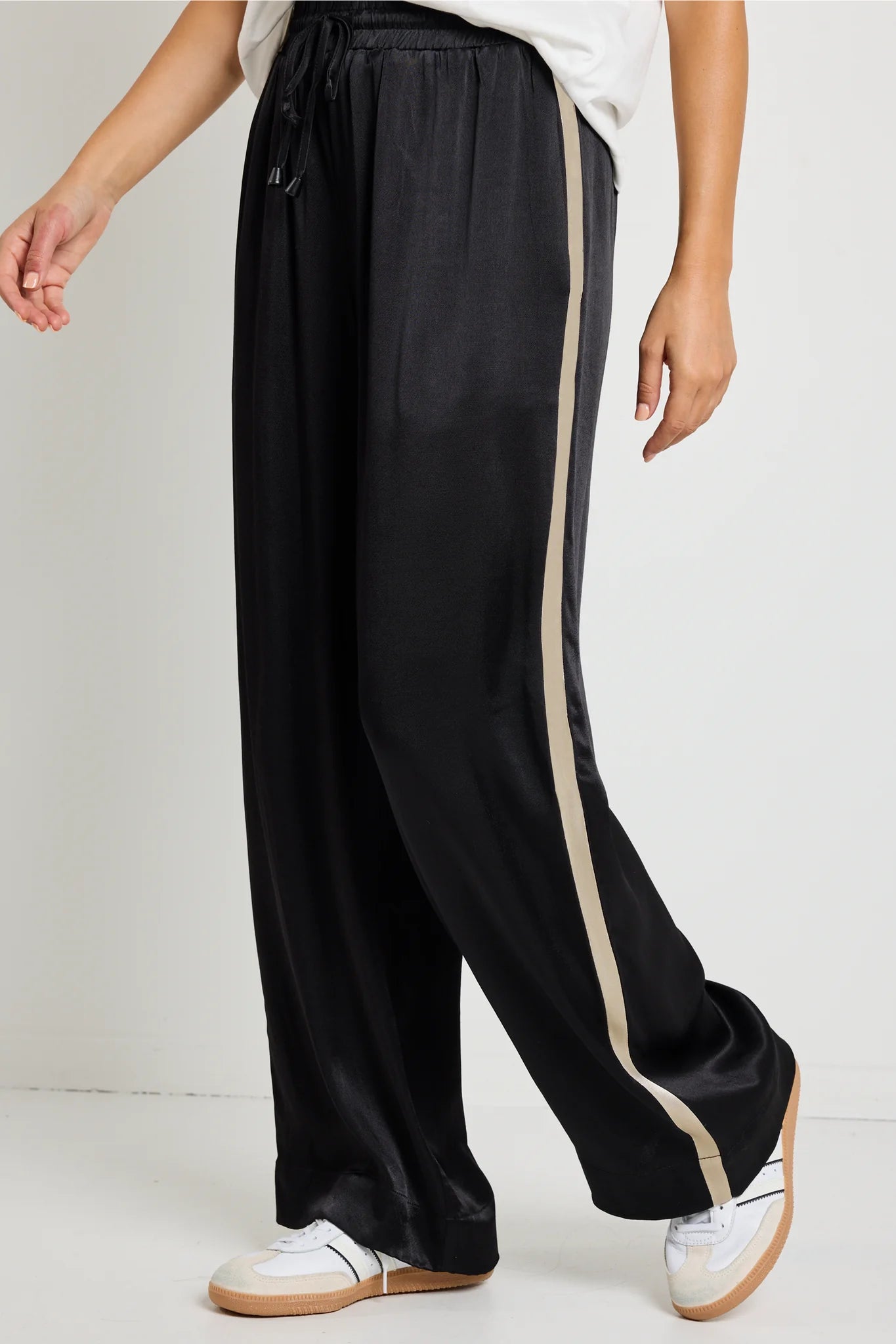 Townie Black Satin Stripe Pants