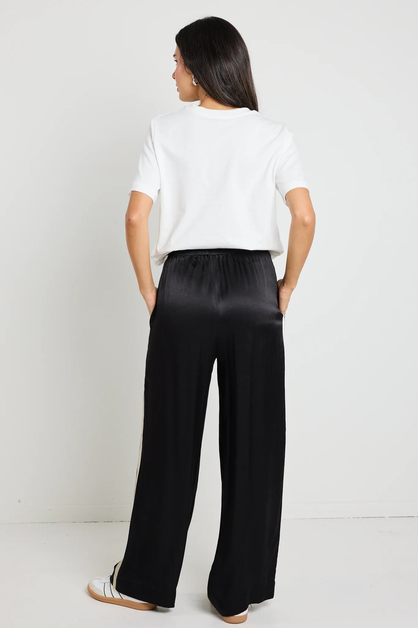 Townie Black Satin Stripe Pants