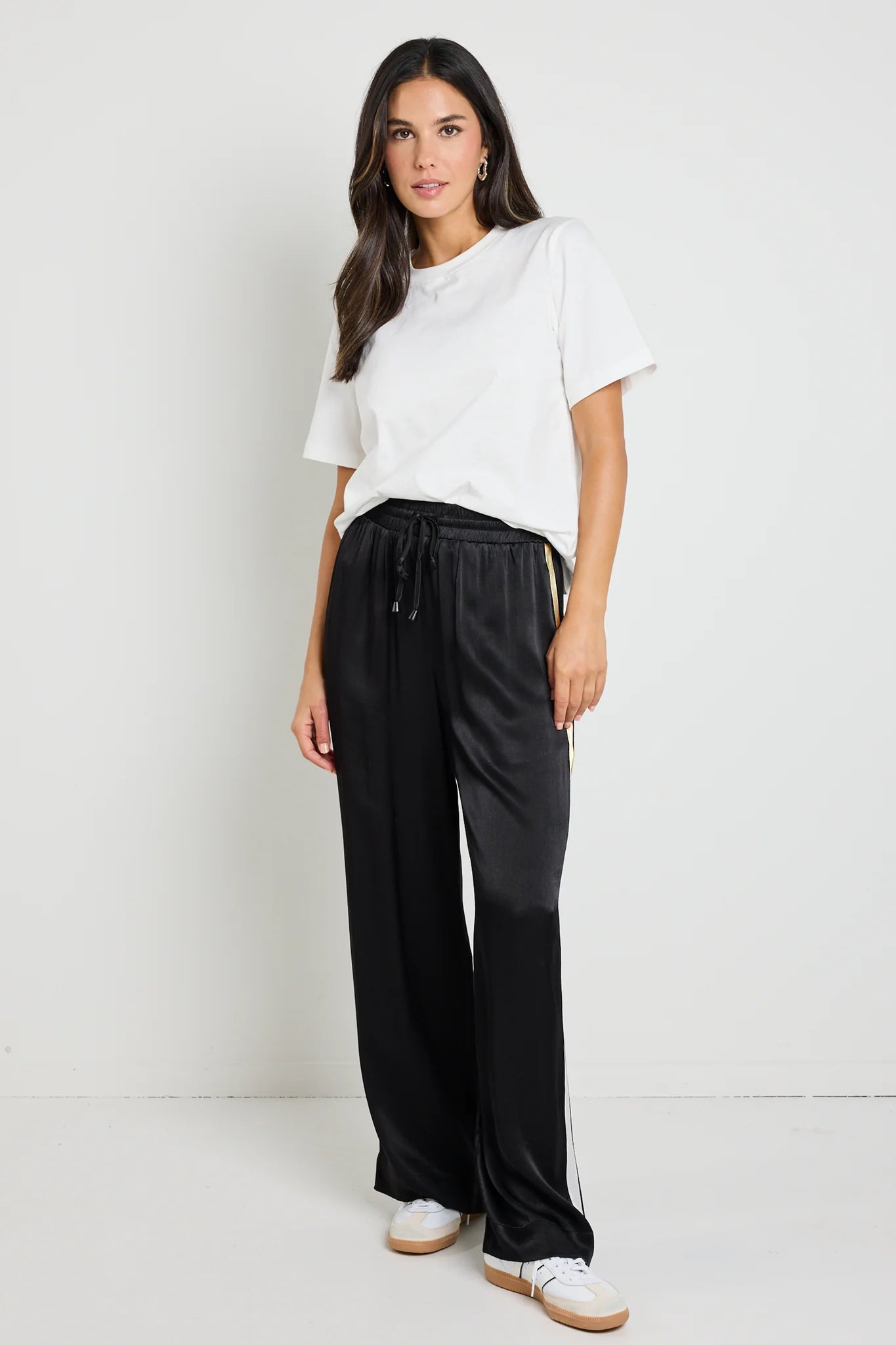 Townie Black Satin Stripe Pants