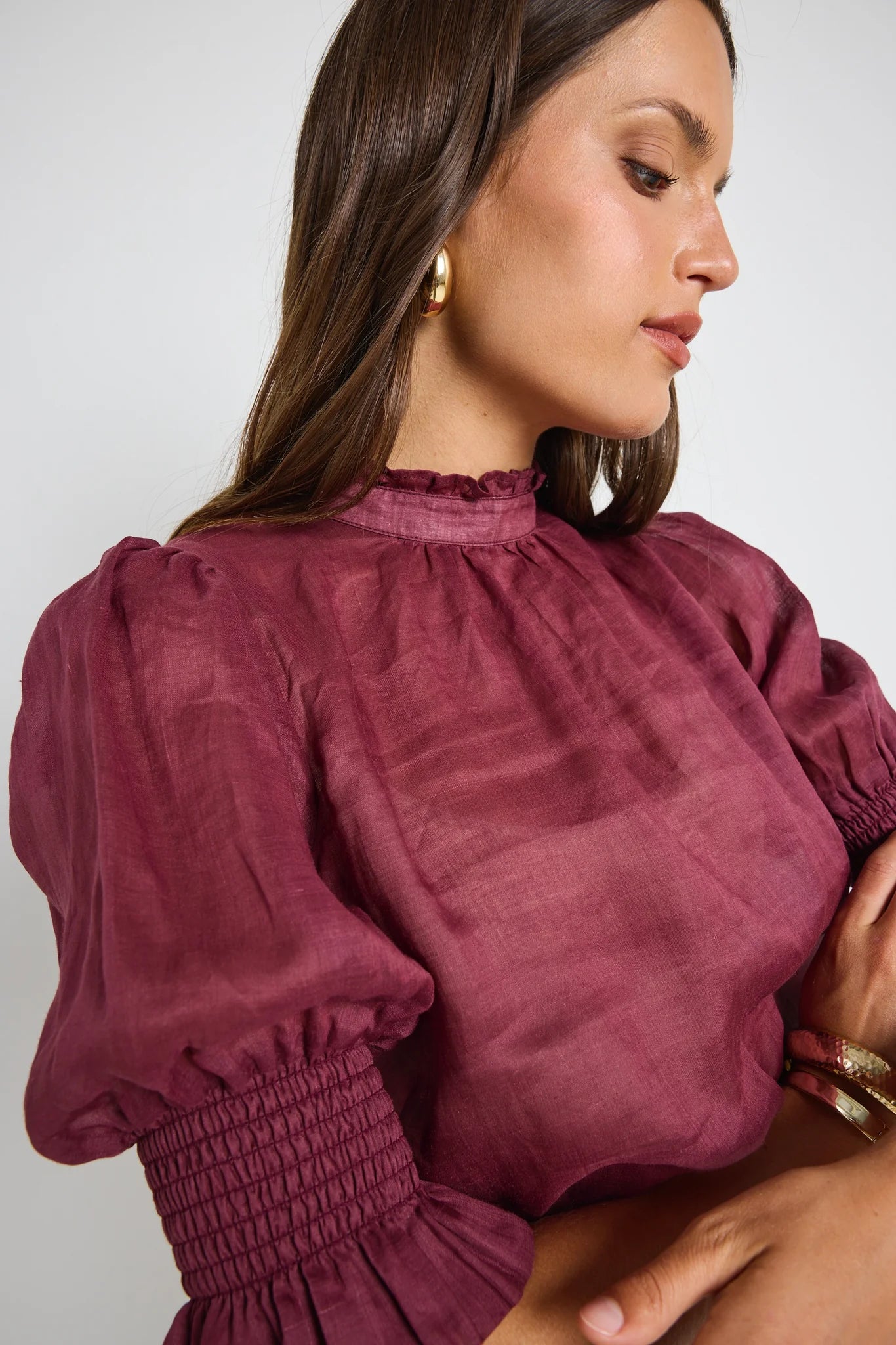 Verse Burgundy Sheer Top