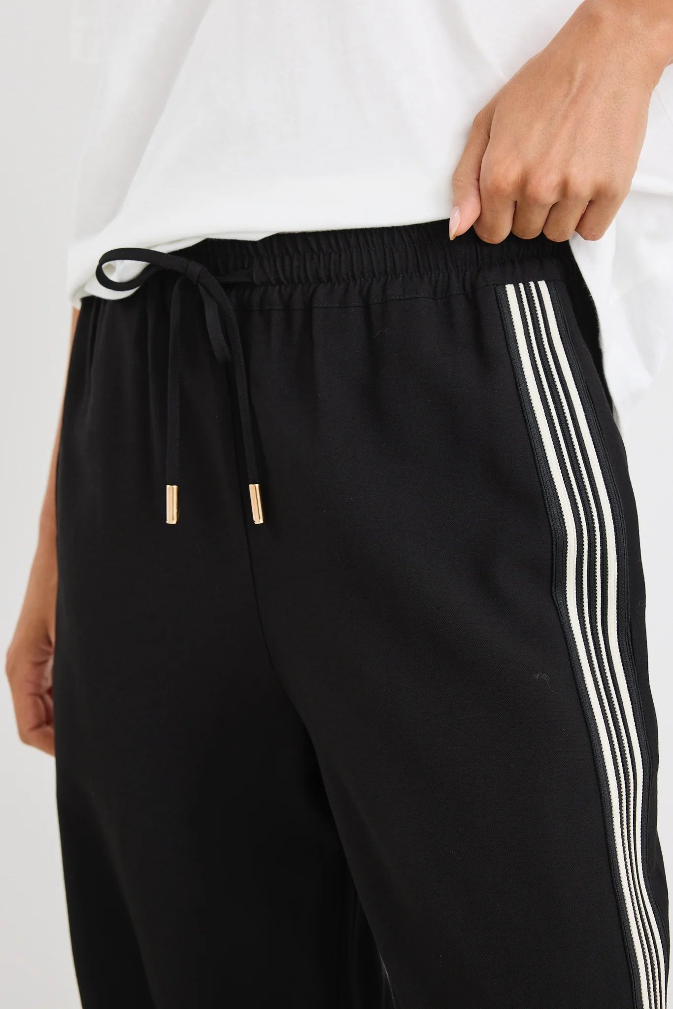 Vibe Black Jacquard Stripe Wide Leg Pants