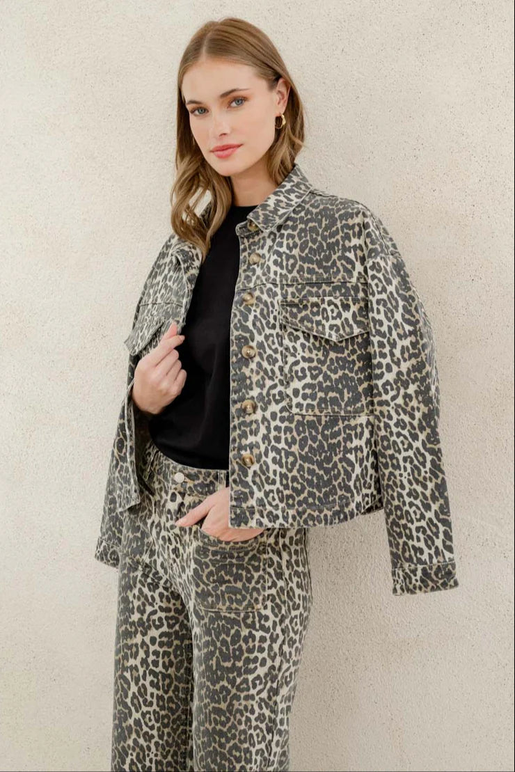 Echo Animal Print Denim Jacket