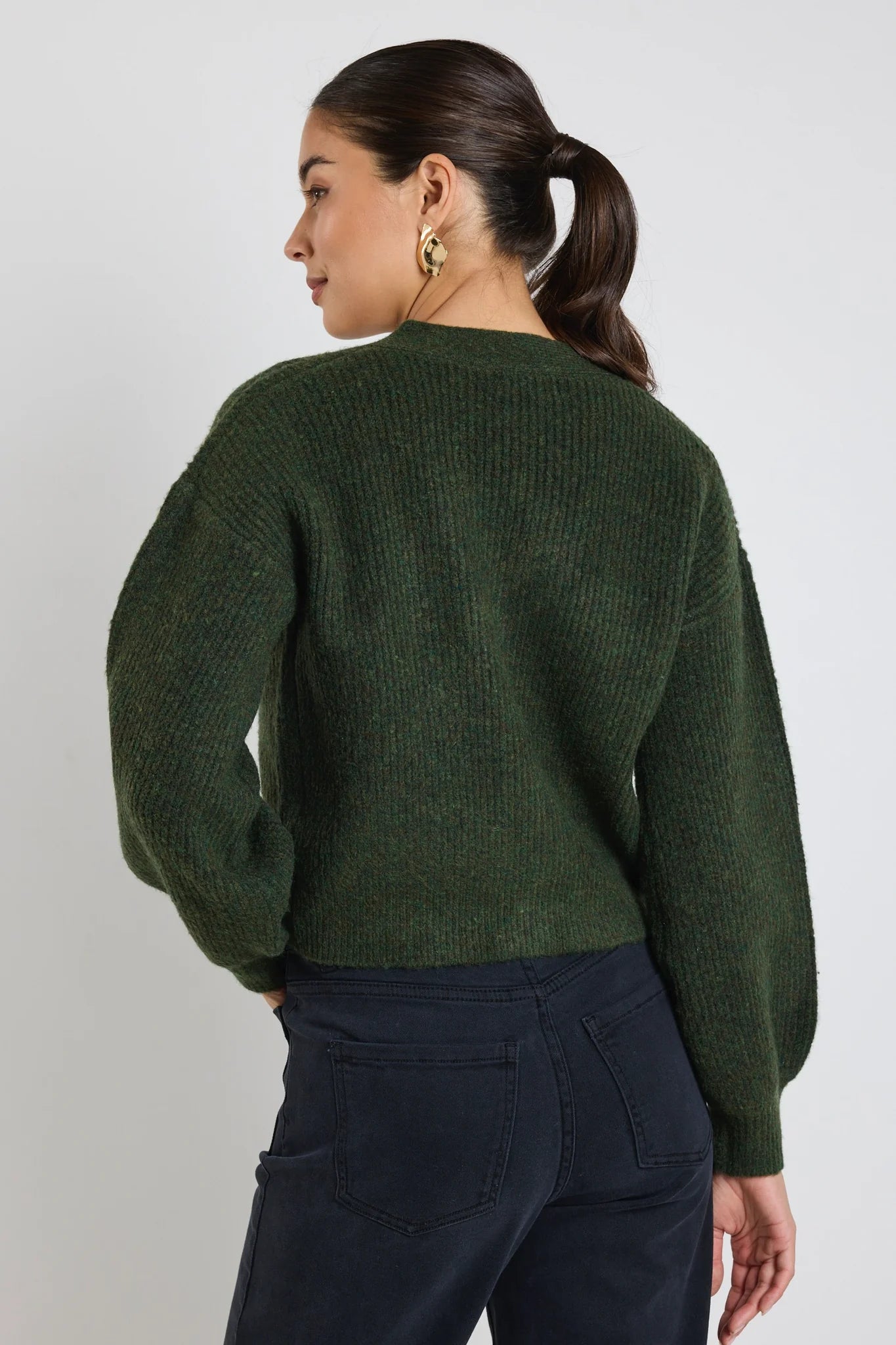 Wholesome Khaki Chunky Cropped Cardigan
