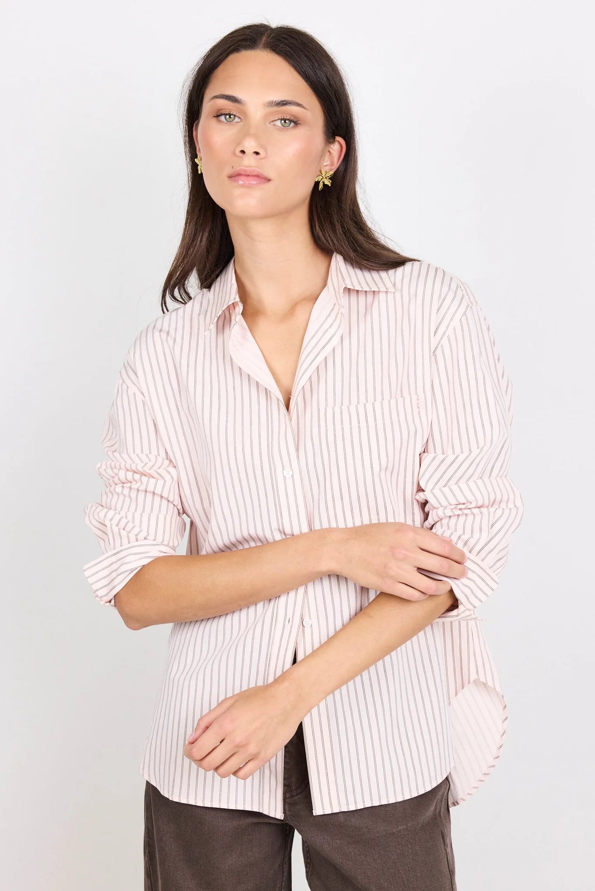 You Got This Blush Double Pinstripe Shirt