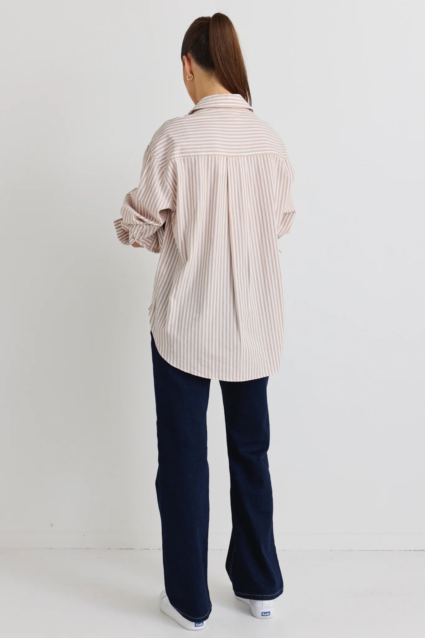 Ecru stripe oversized shirt