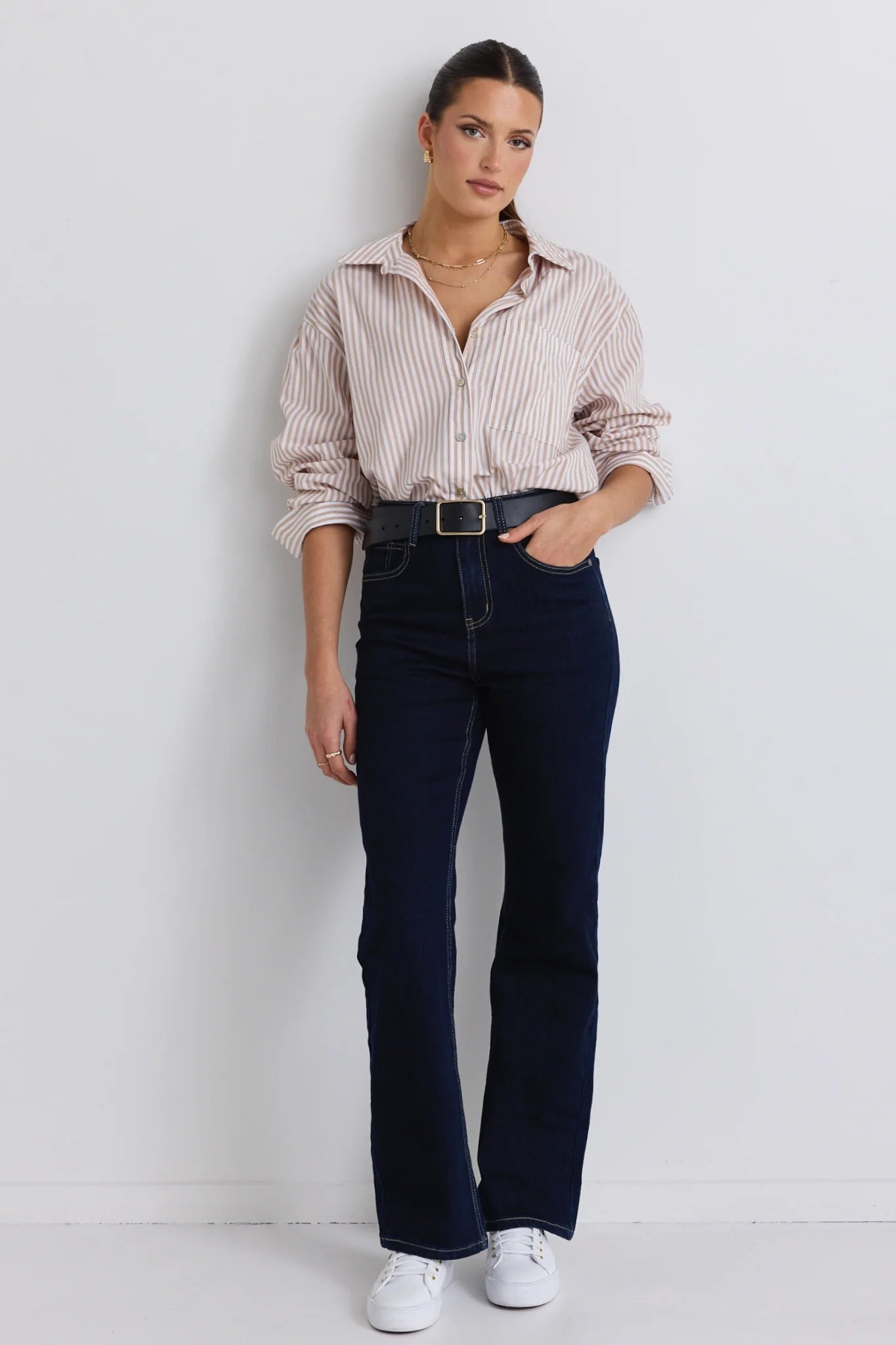 Ecru stripe oversized shirt