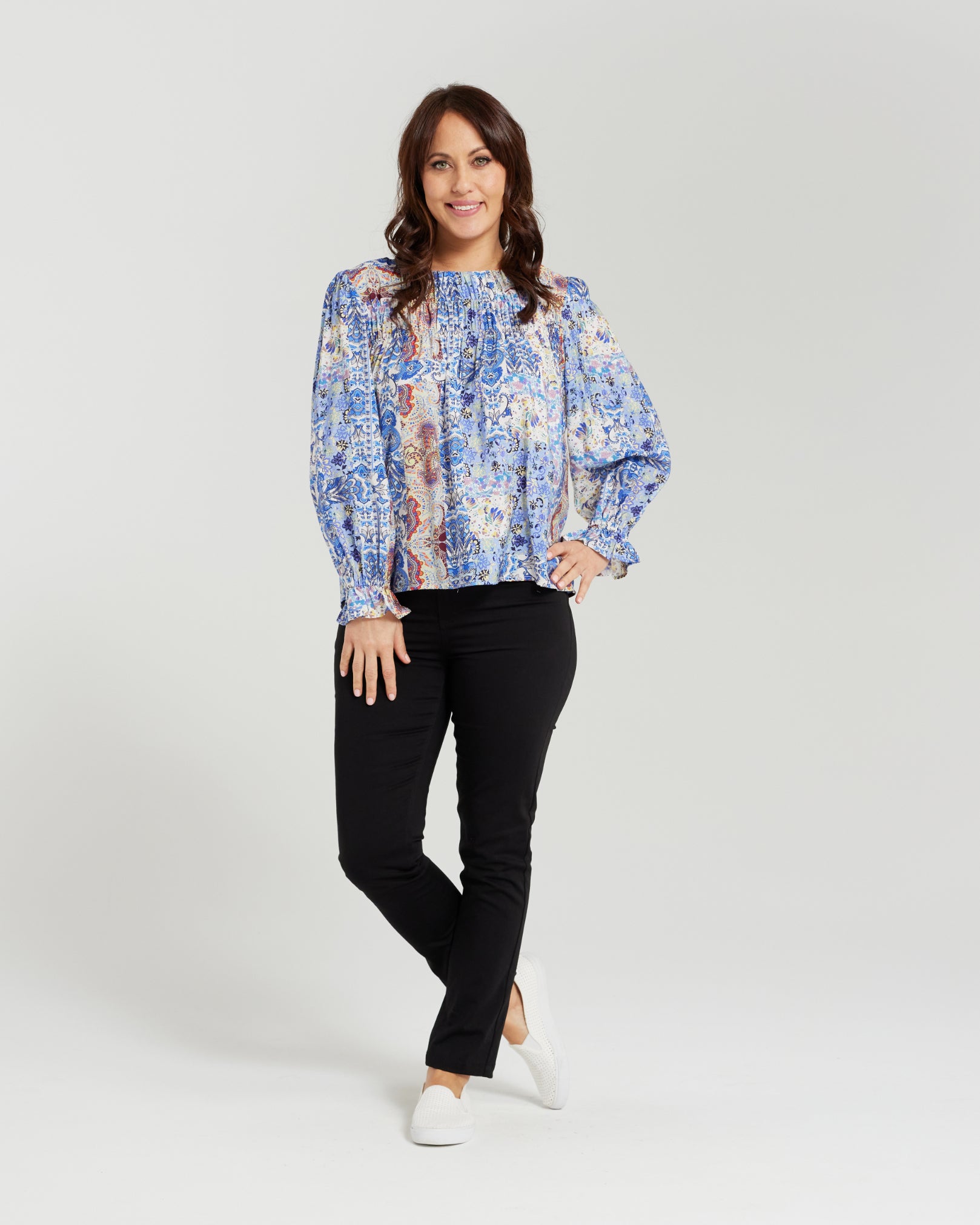 Alina Top Blue Patch