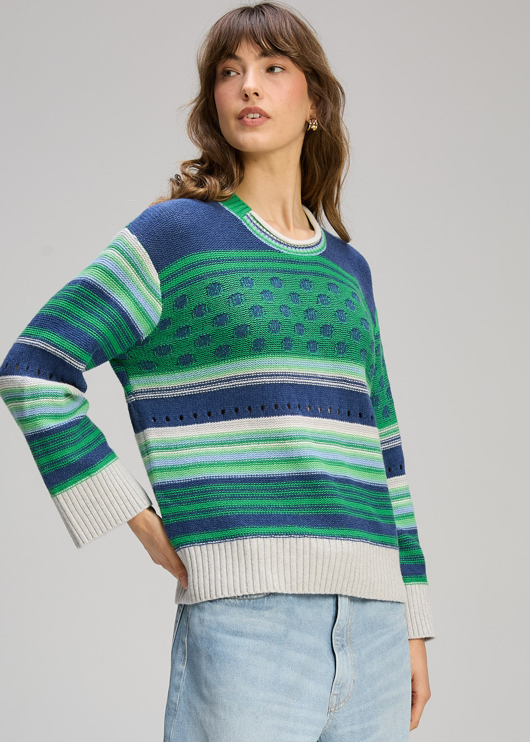 Stripe Pop Jumper Parsley