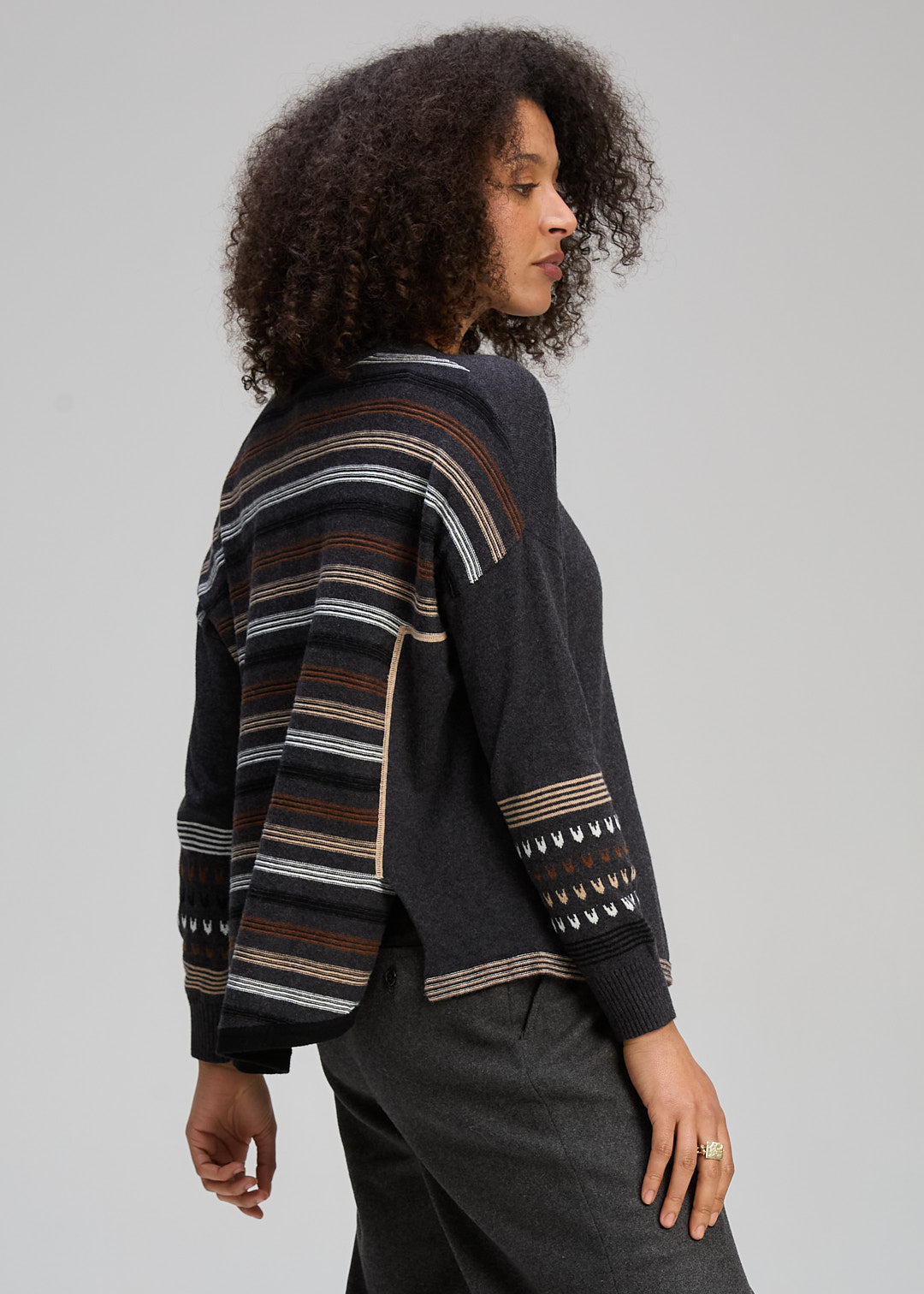 Textured Swing Jumper Charcoal