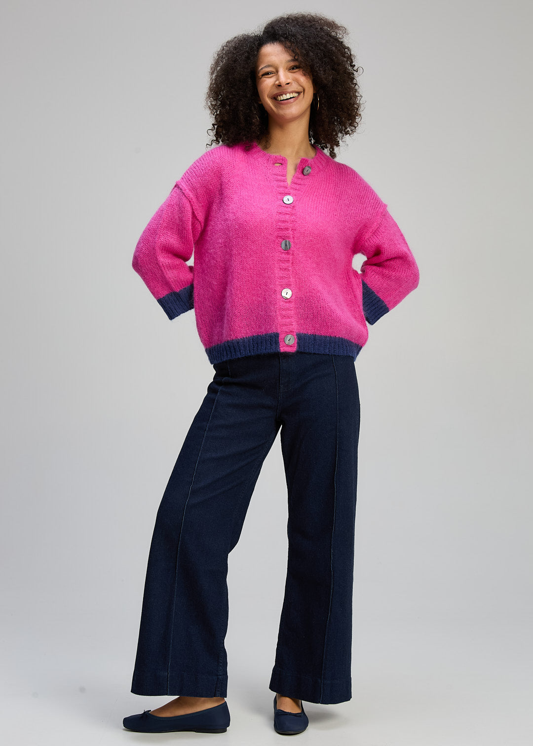 Kid Mohair Cardi Magenta