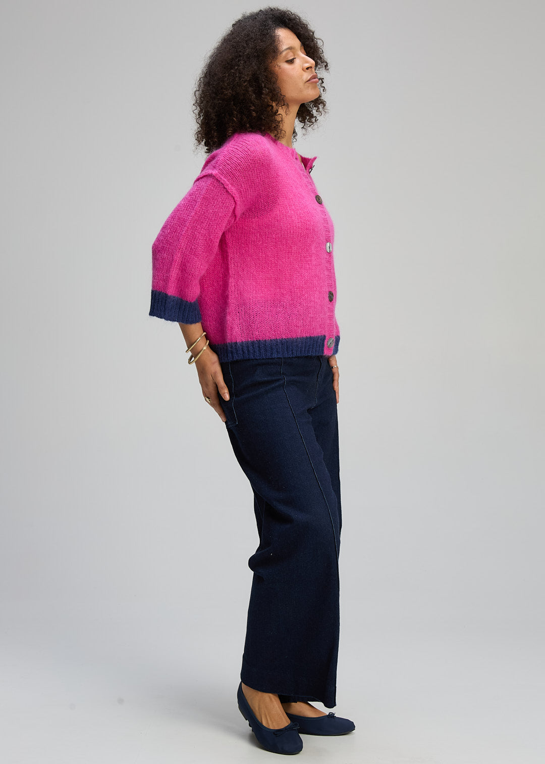 Kid Mohair Cardi Magenta