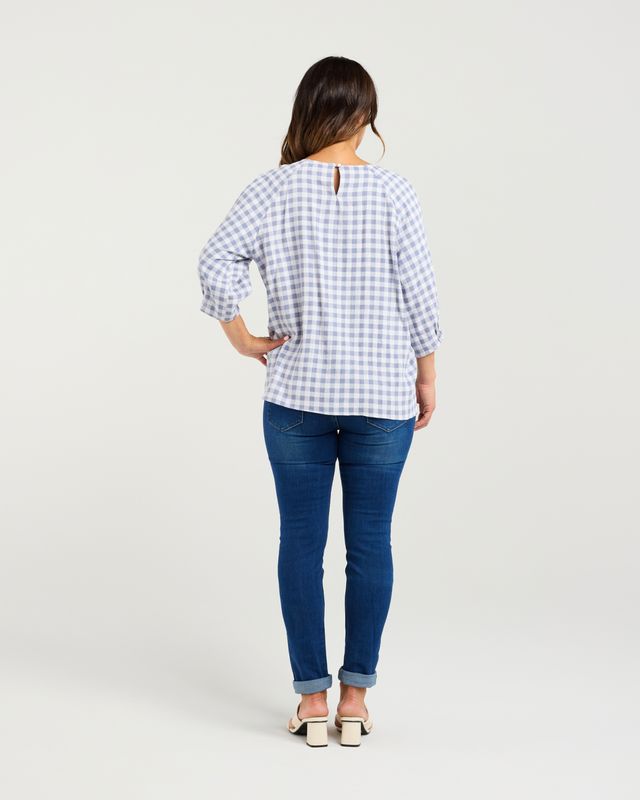 Hazel Top Blue Check