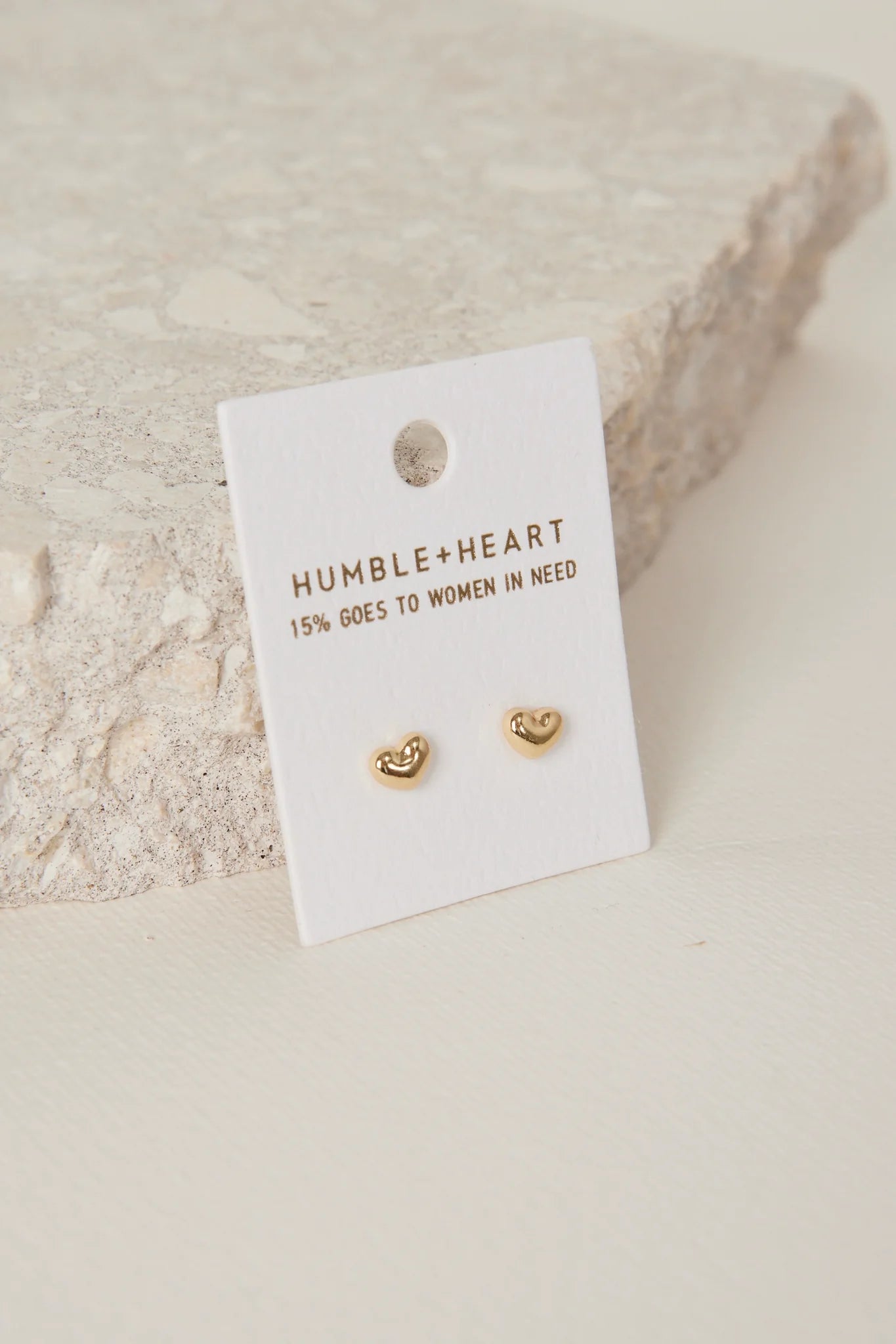 Bubble Heart Stud Gold Earrings