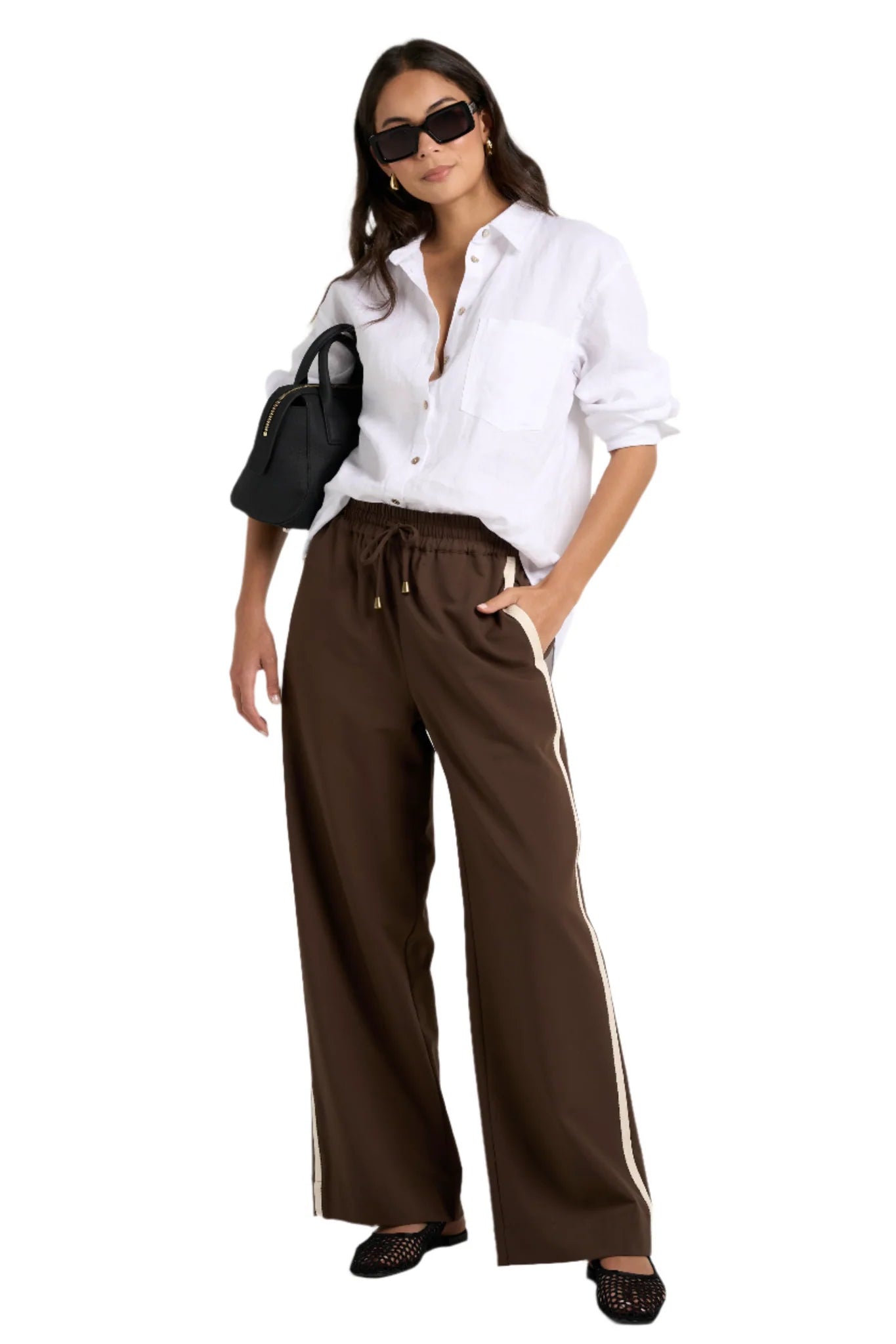 Townie Chocolate Stripe Wide Leg Pant