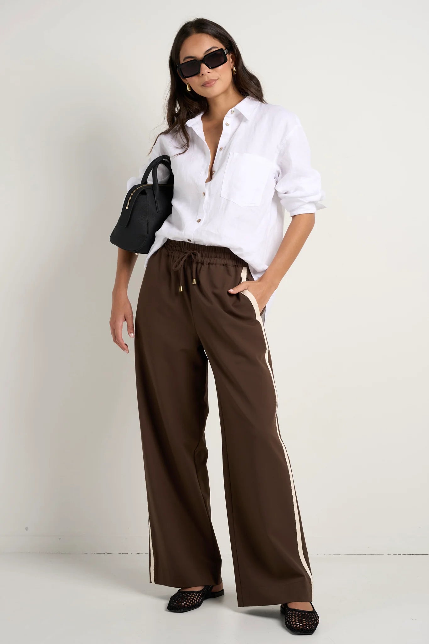Townie Chocolate Stripe Wide Leg Pant