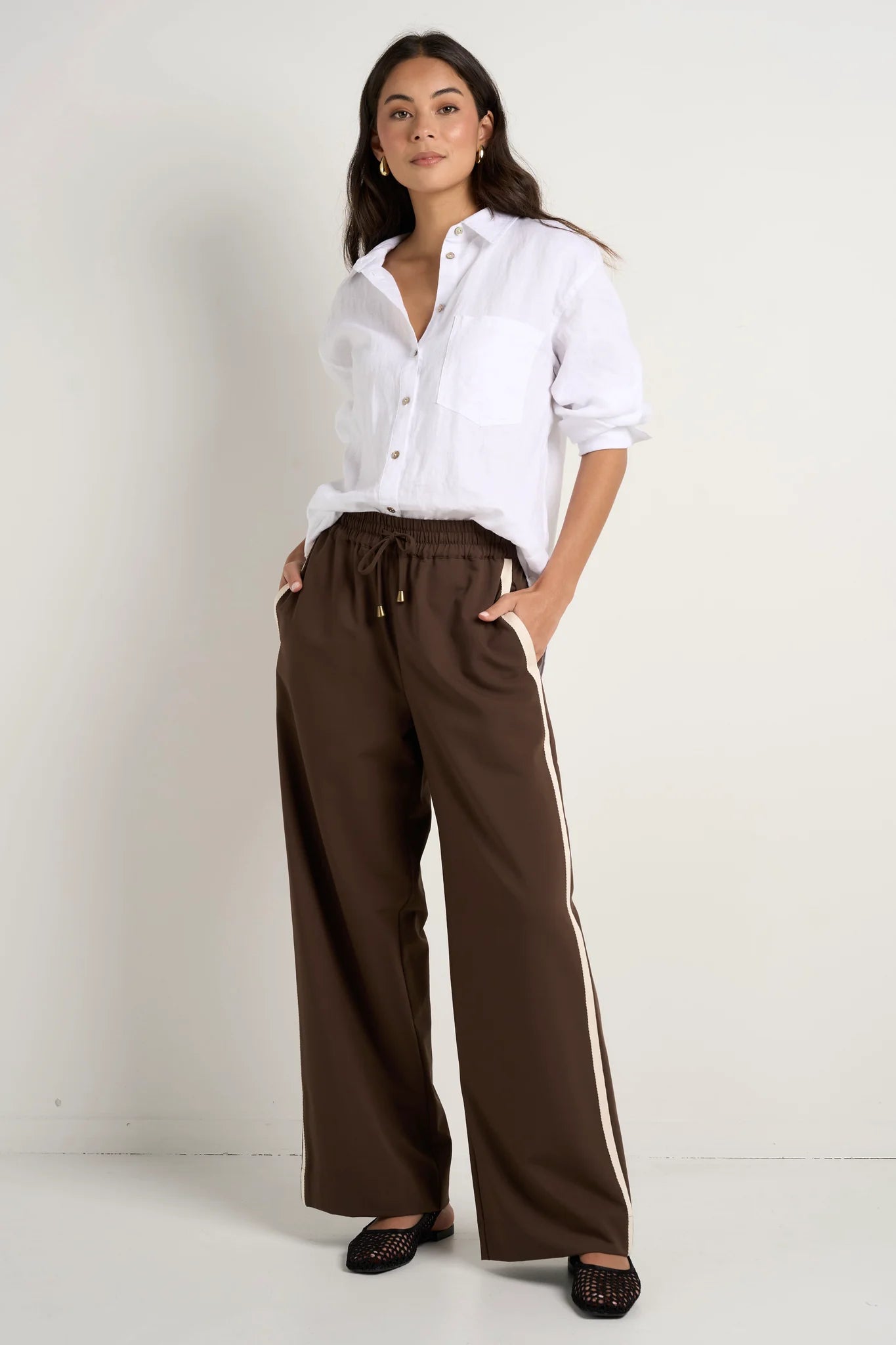 Townie Chocolate Stripe Wide Leg Pant