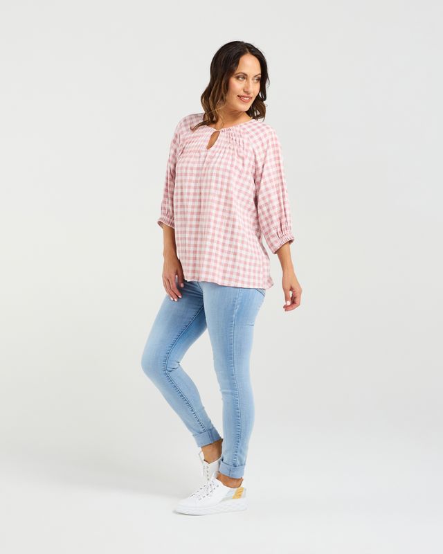 Hazel Top Pink Check