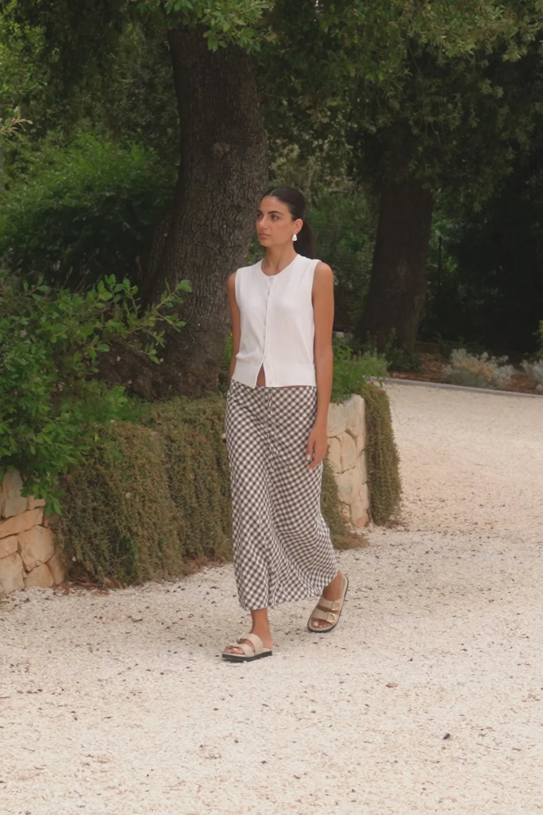 Summit Chocolate Gingham Cotton Bias Maxi Skirt