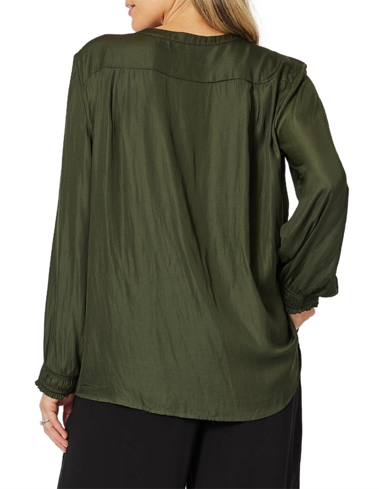 Luxe Nehru Top Khaki