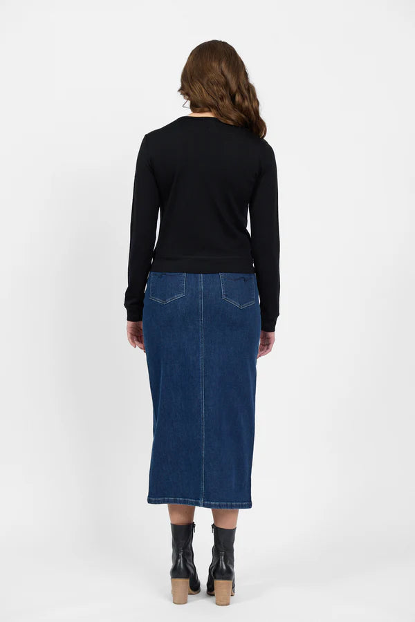 Merino Cropped Cardi Black
