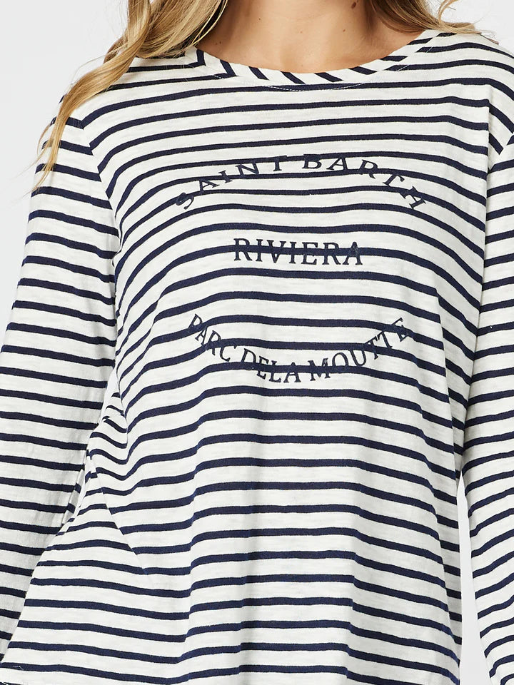 Riviera Tee Navy/White