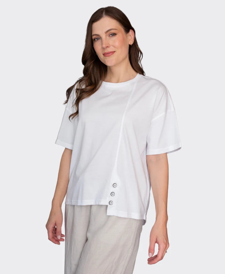 3 Button Crew White