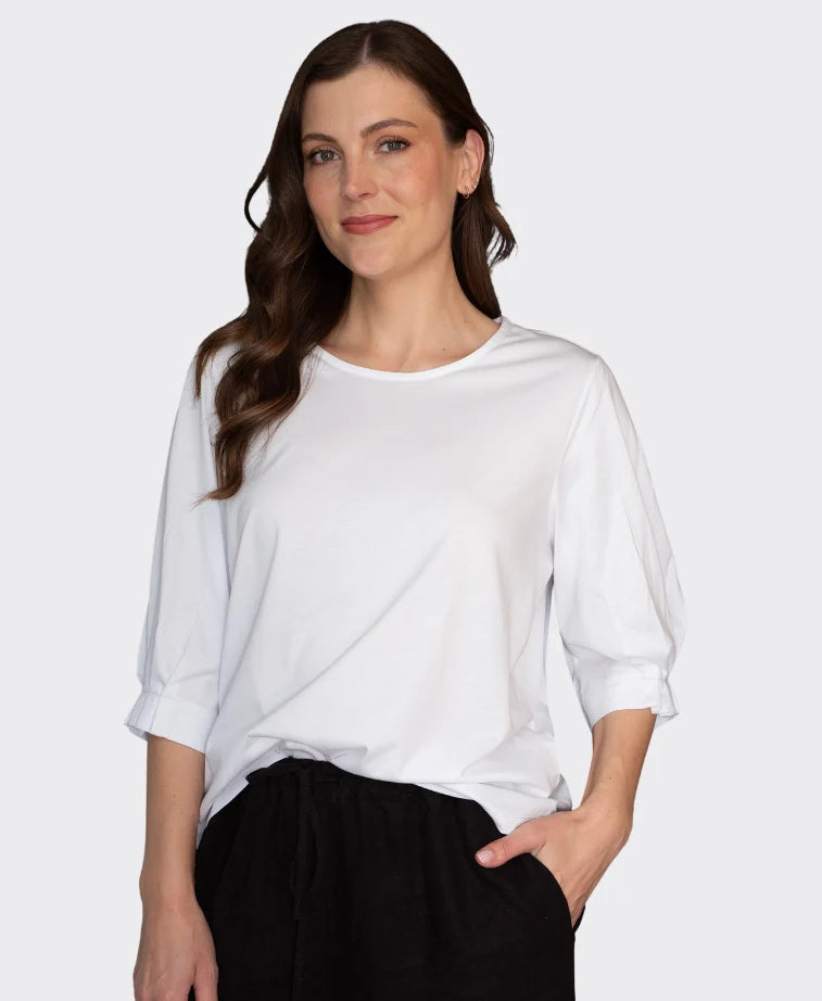 Pleat Sleeve T White