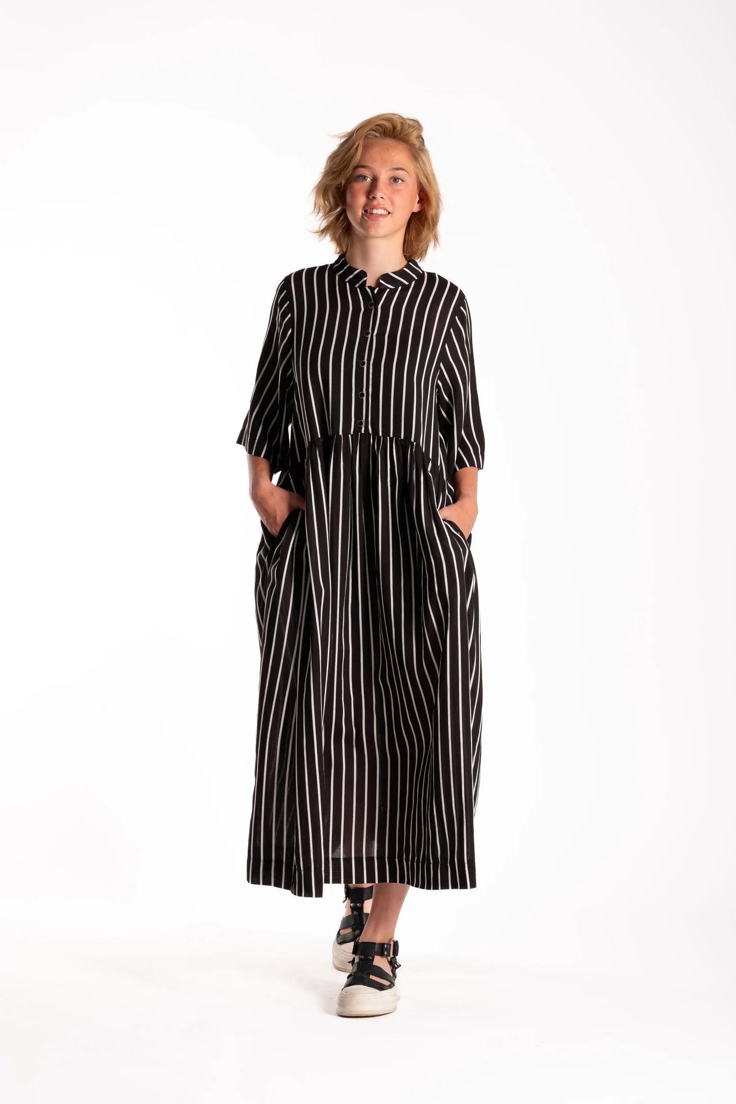 Brylee Dress Black Stripe