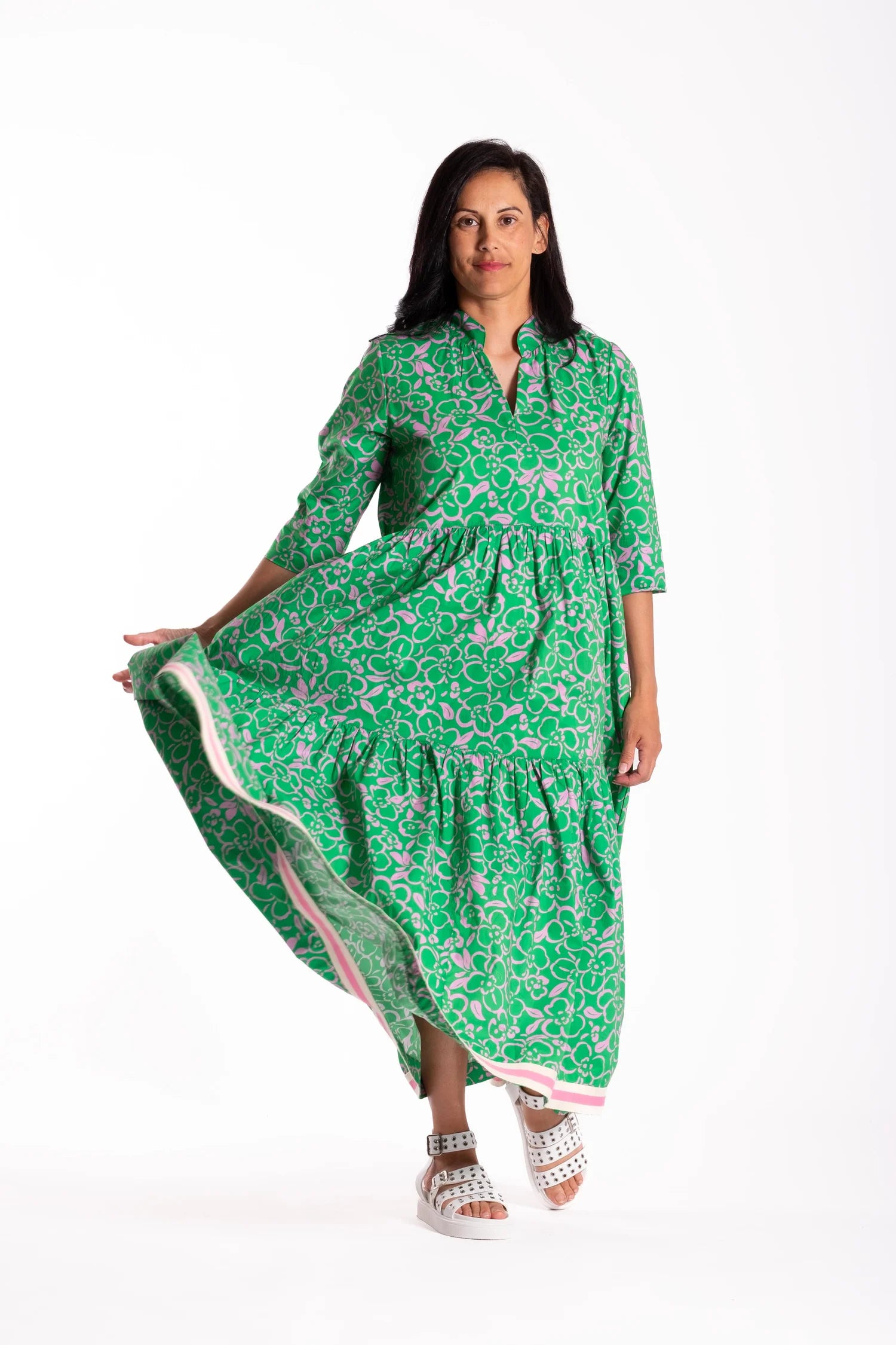 Collar Tiered Dress Floral