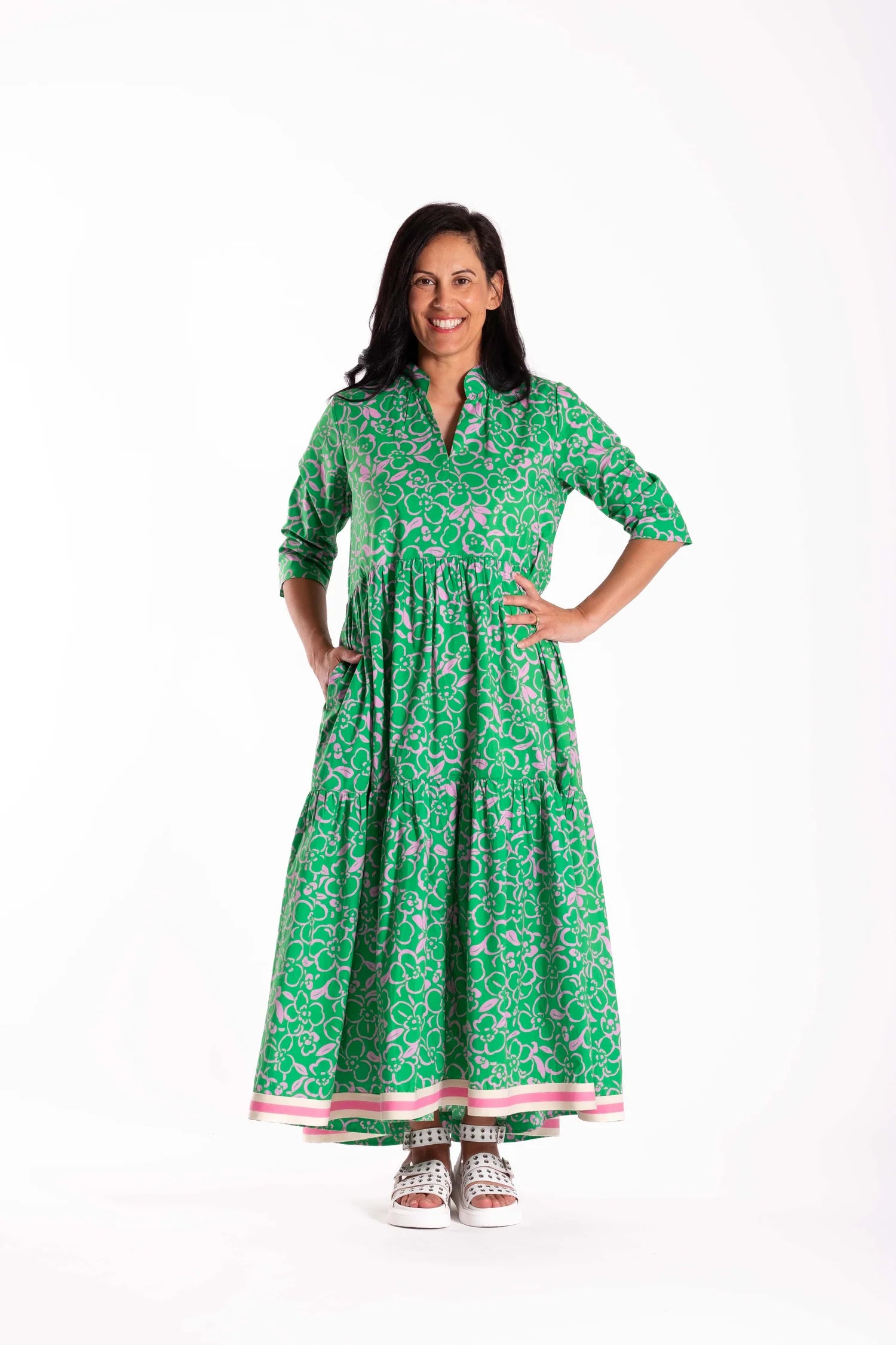 Collar Tiered Dress Floral