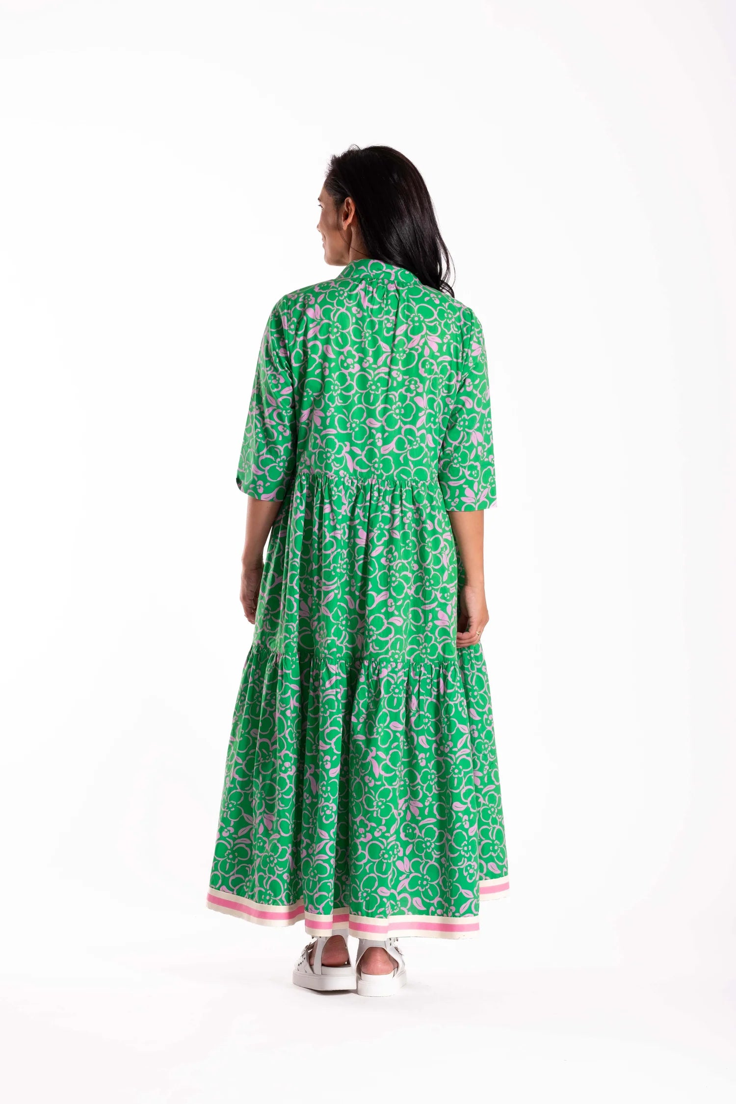 Collar Tiered Dress Floral