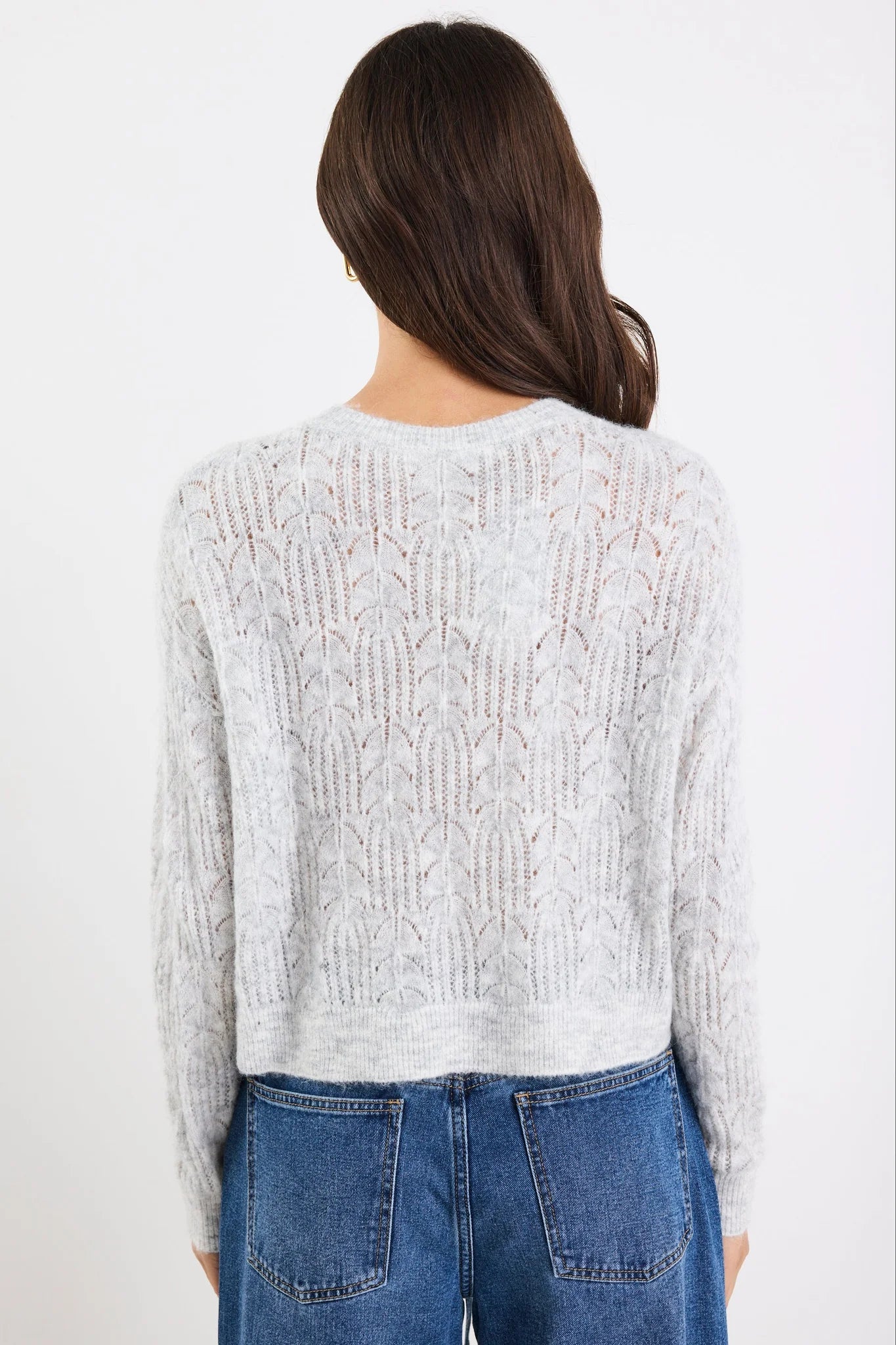 Adulation grey marle pointelle fluffy jumper