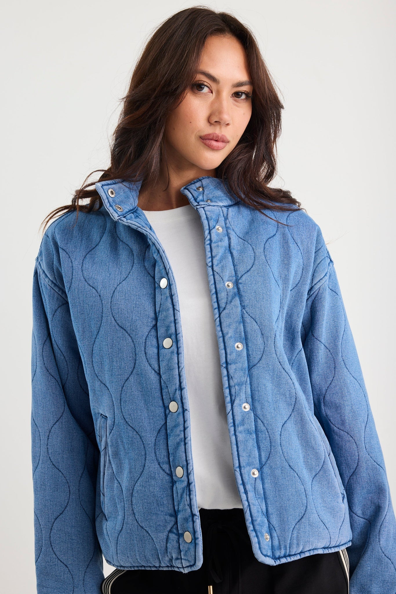 Apex storm blue denim collared jacket