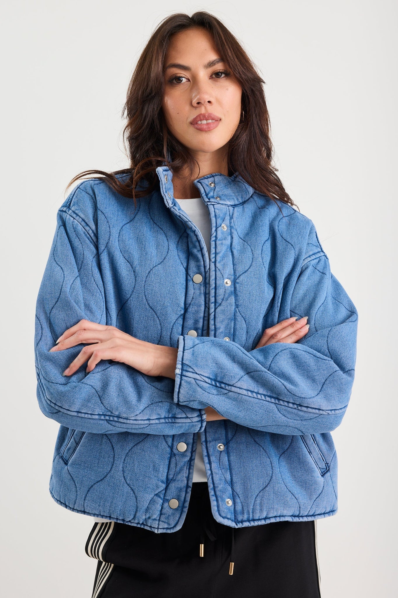 Apex storm blue denim collared jacket