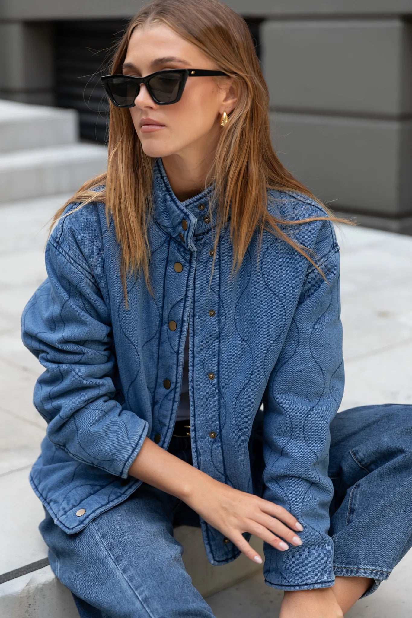 Apex storm blue denim collared jacket
