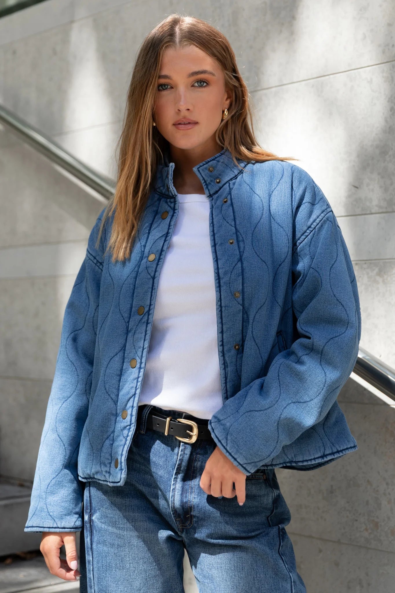 Apex storm blue denim collared jacket