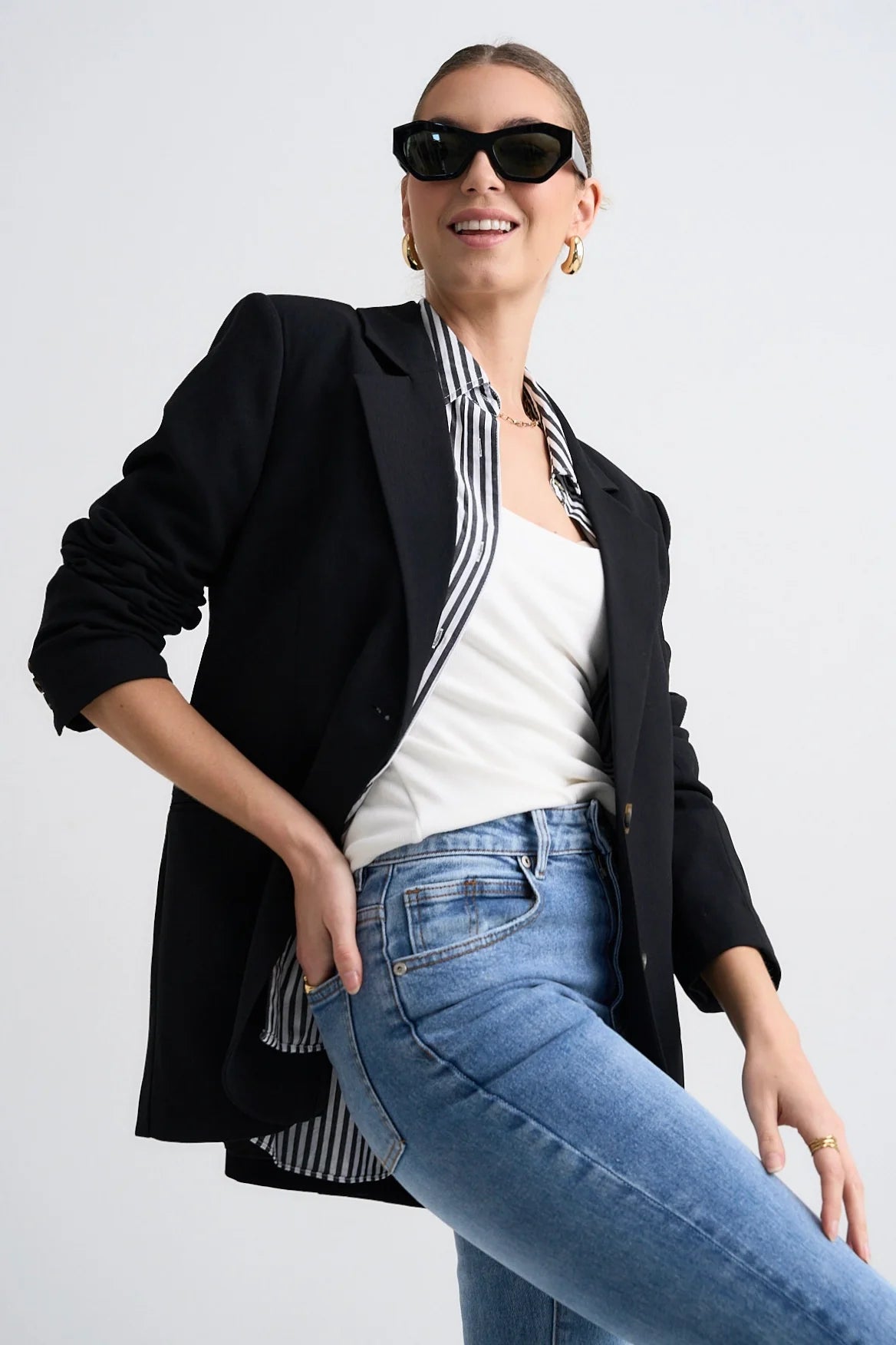 Bestie Black Crepe Relaxed Blazer