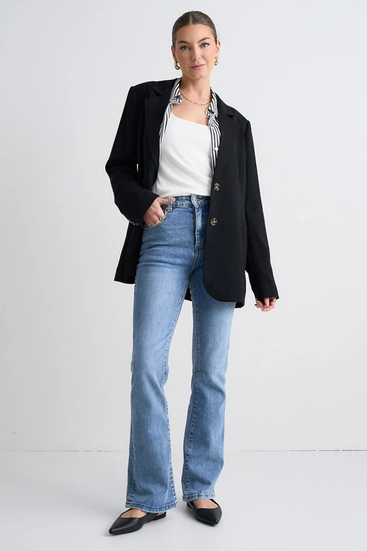 Bestie Black Crepe Relaxed Blazer