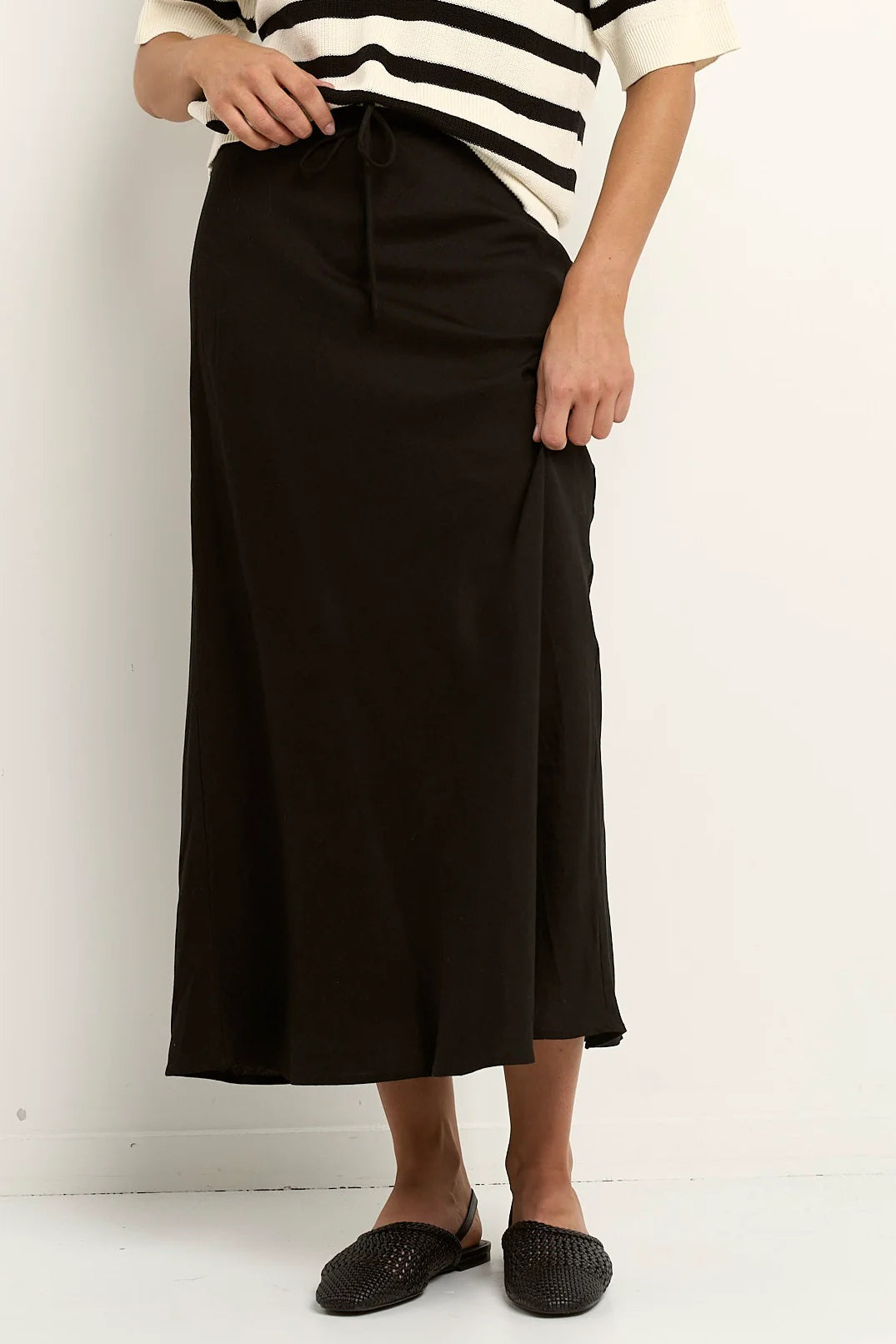 Summit Black Linen Blend Maxi Skirt