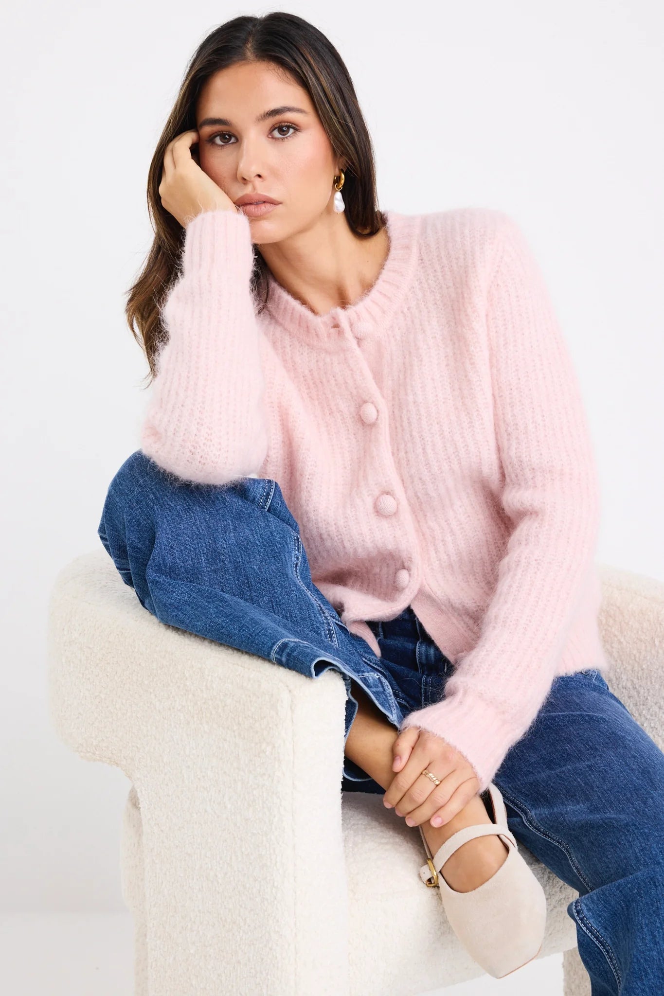 Highlight Blush Mohair Cardigan