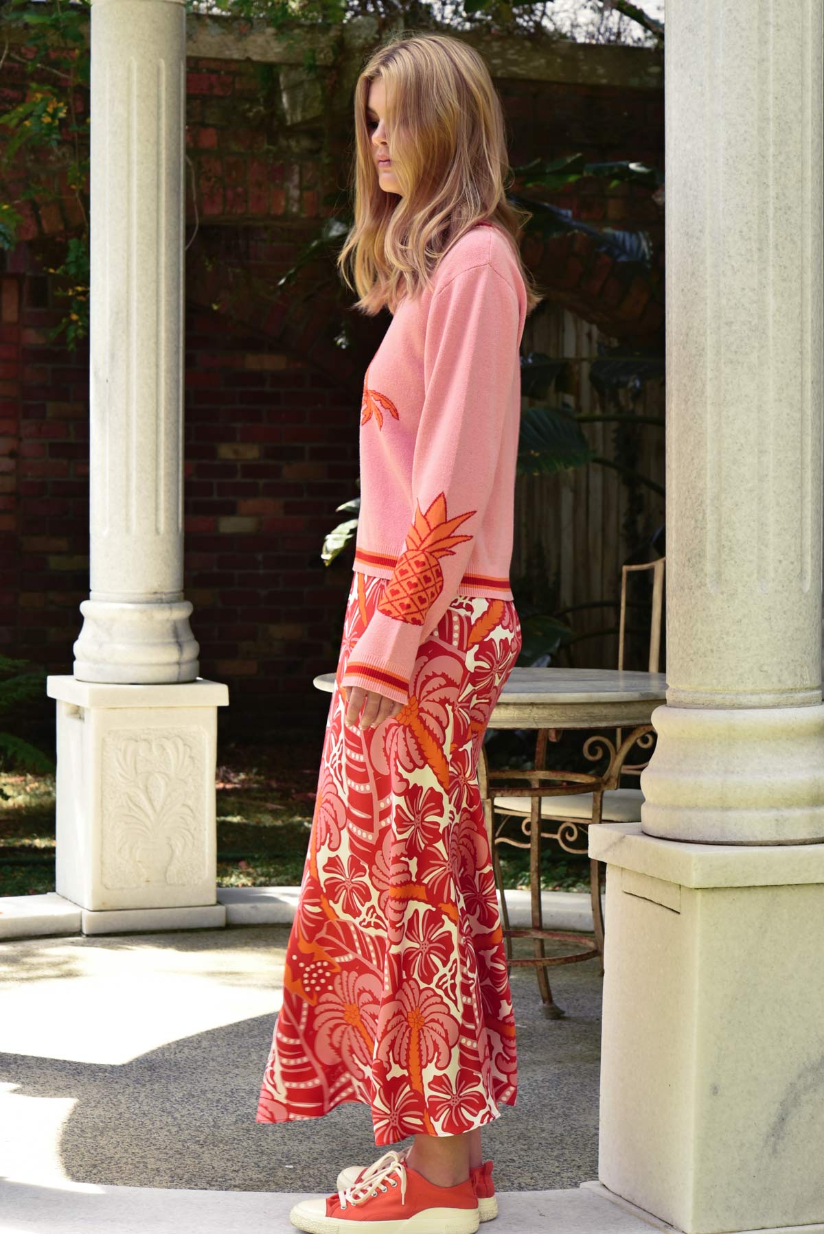Bias The Way Skirt Red & Pink