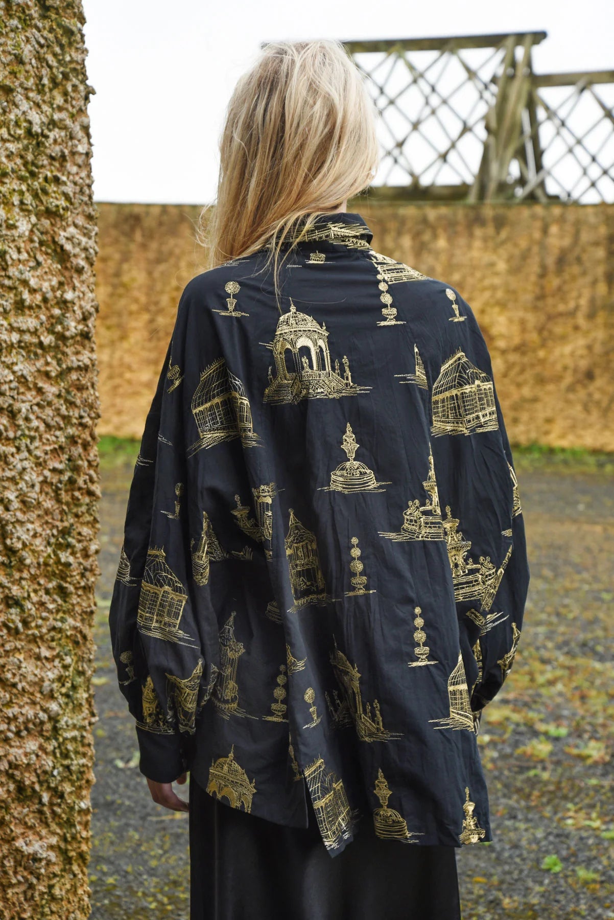 Loose & Luxe Shirt- Black & Gold