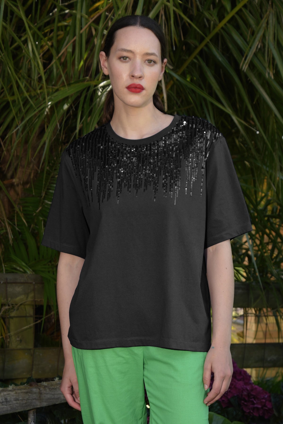 Splashes Of Sparkle Top Black