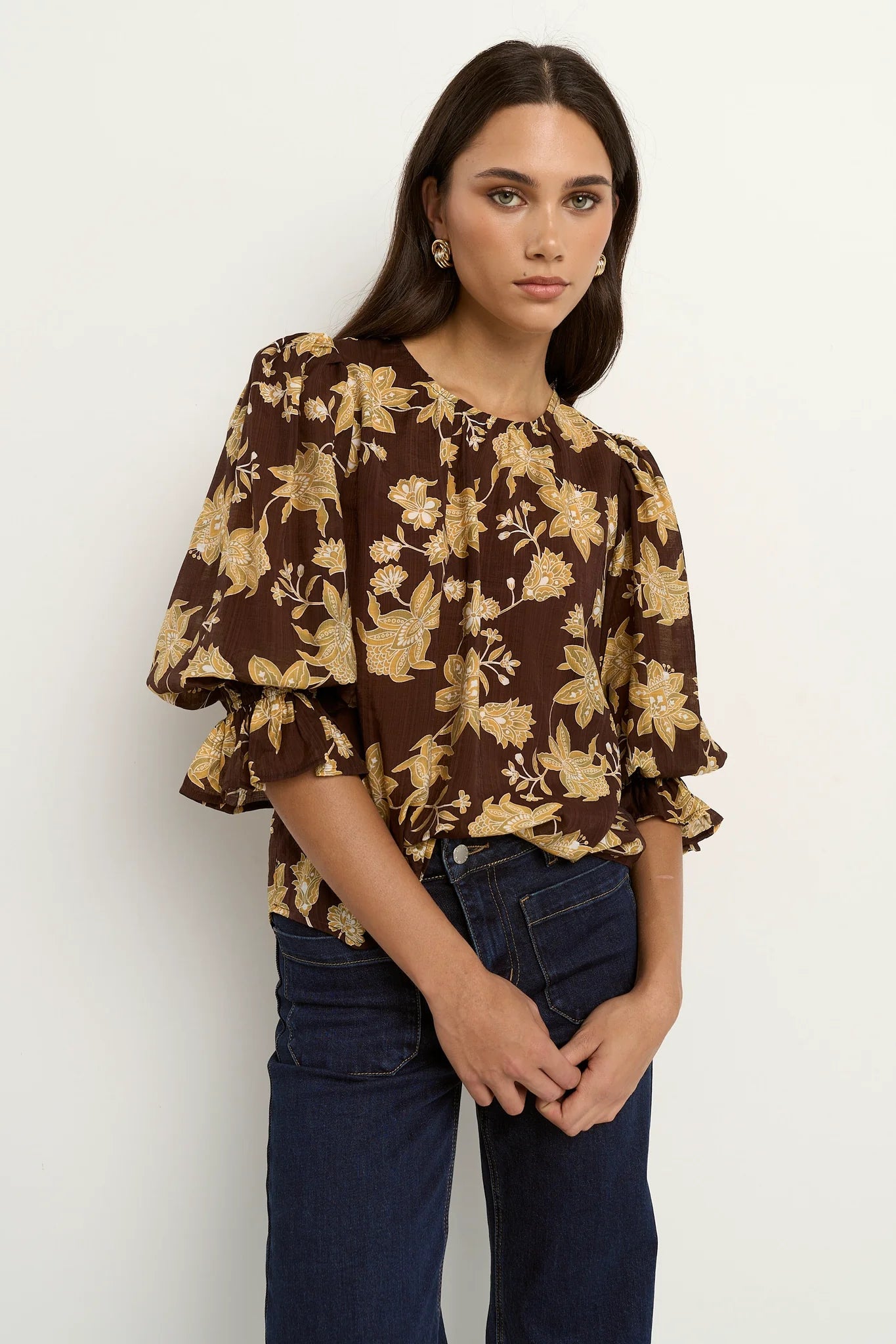 Candid Chocolate Khaki Top
