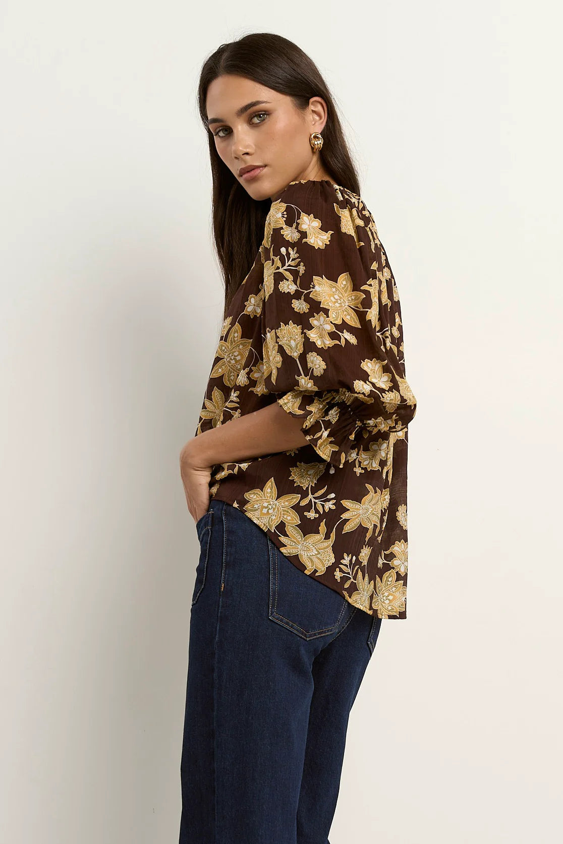Candid Chocolate Khaki Top