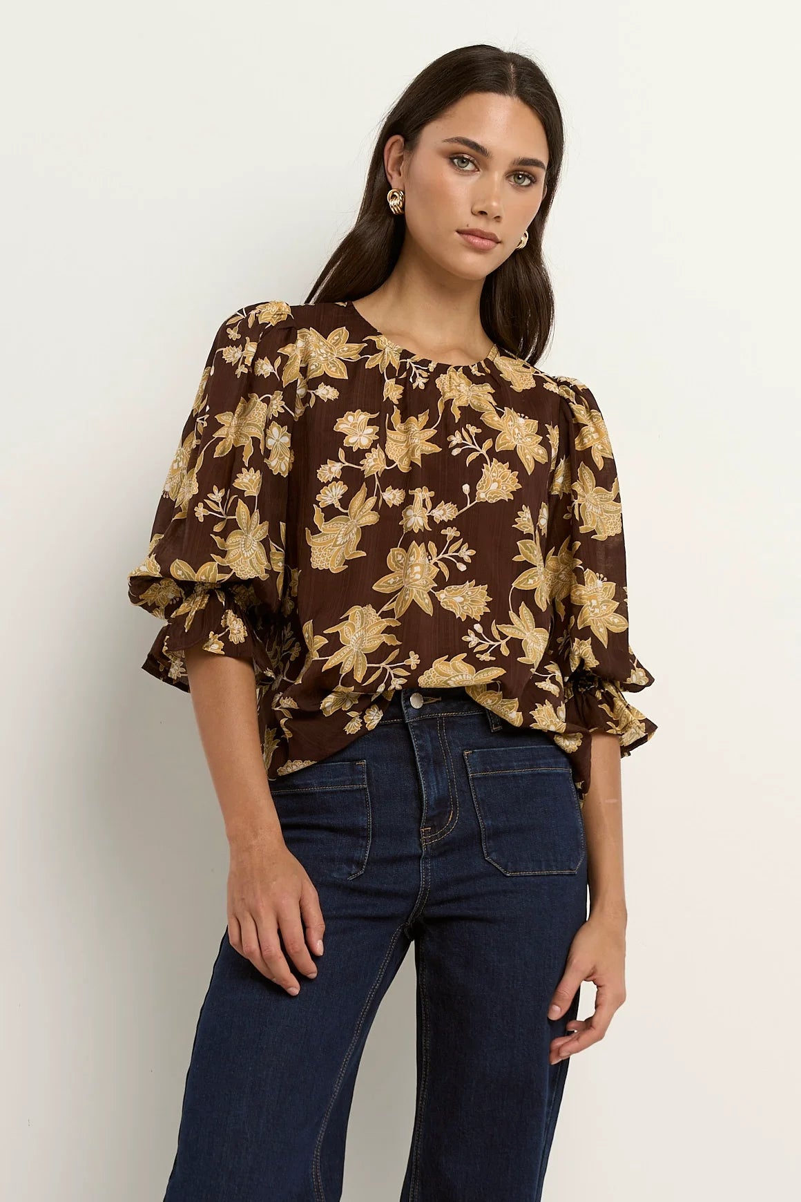 Candid Chocolate Khaki Top