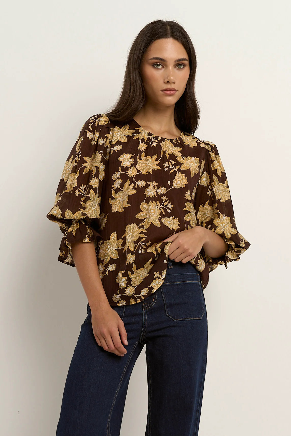 Candid Chocolate Khaki Top