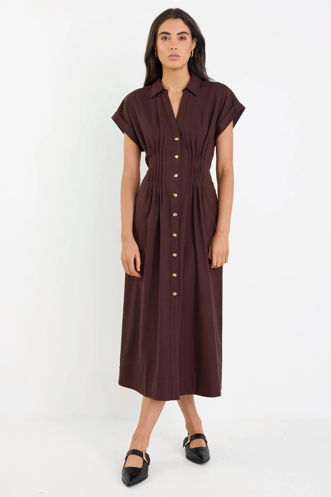 Carriage Chocolate Midi Shirt Dress