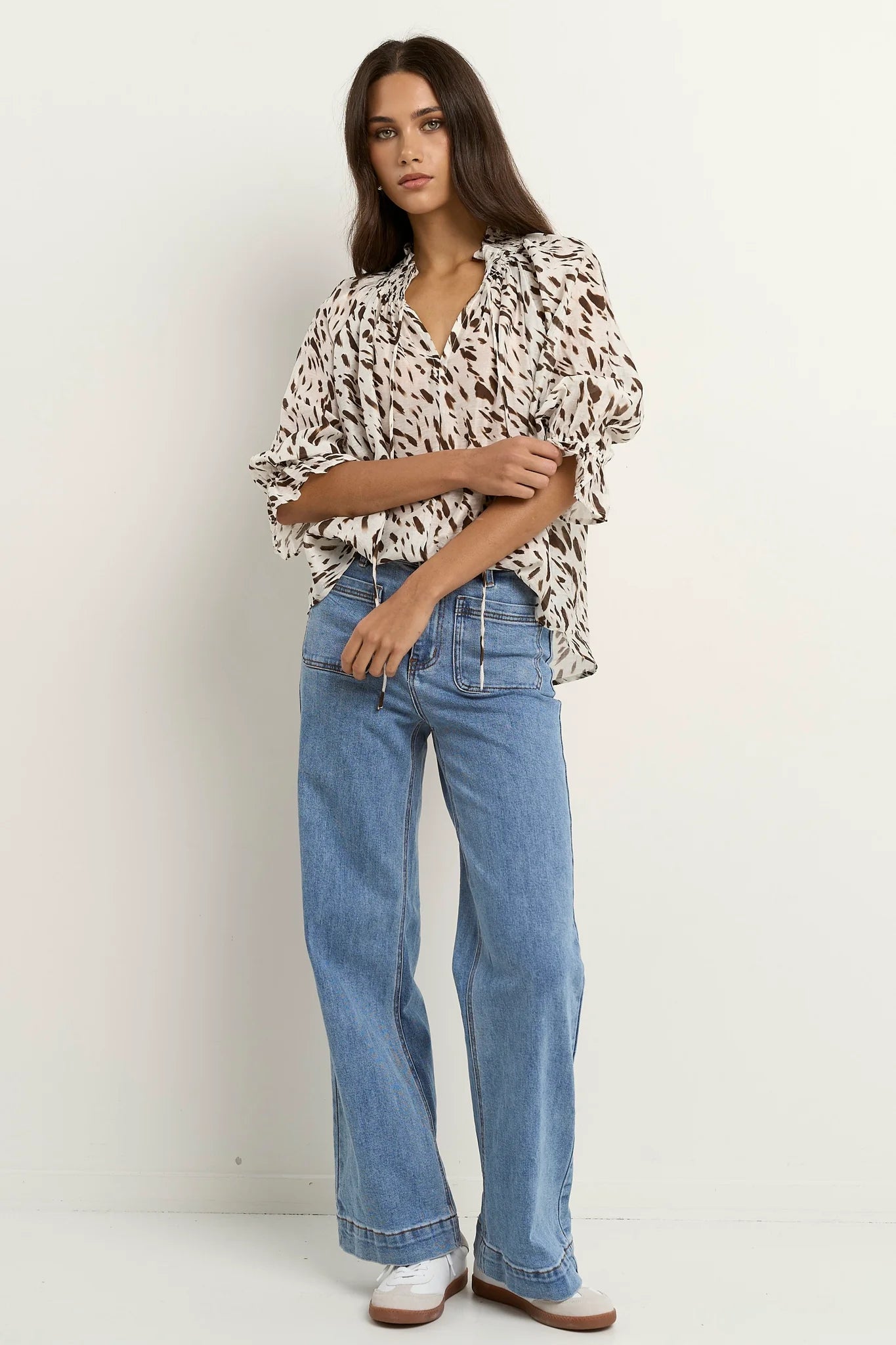 Certainty White Chocolate Animal Shirred Top