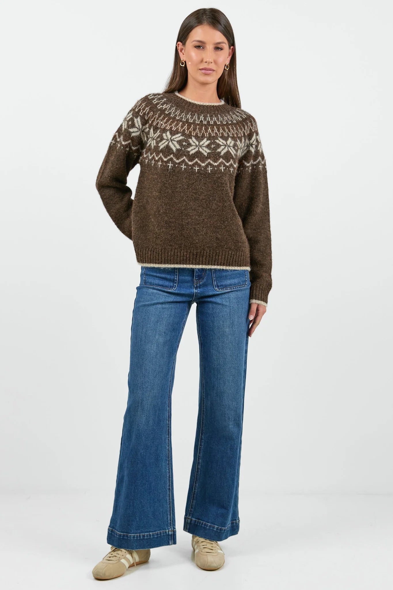 Climate Chocolate Fairisle Detail Jumper